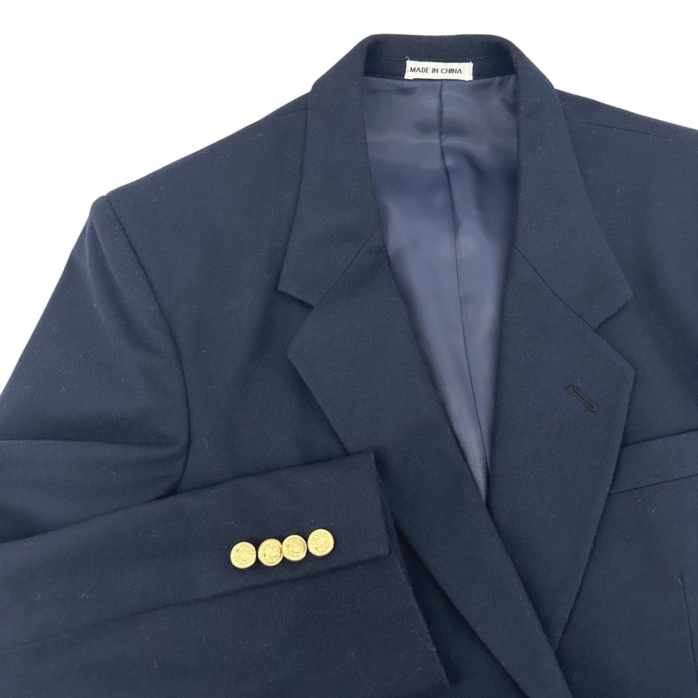 Cellini Collection Blazer Mens 36R Navy Cashmere Blend Blue Gold Button Preppy